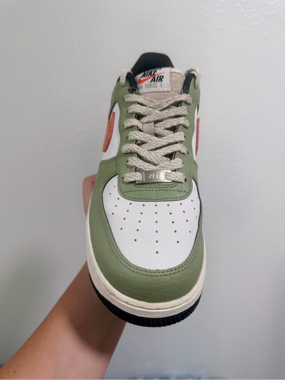 Nike Low Top Sneaker — Olive Green, White & Orange - Picture 2 of 10